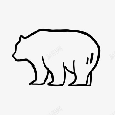 手绘熊熊动物灰熊图标图标