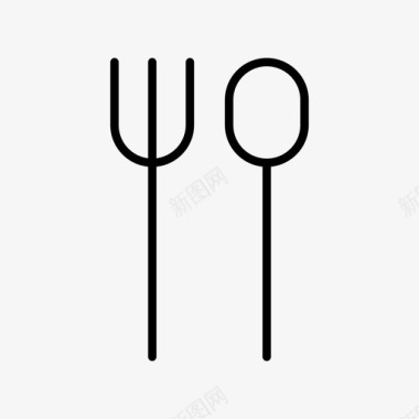 叉子和勺子烹饪吃饭图标图标