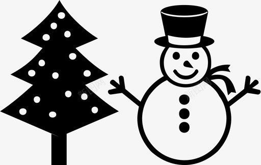 圣诞节圣诞树雪人图标图标