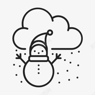 雪云下的雪人圣诞节新年图标图标