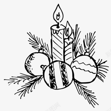圣诞花环蜡烛圣诞蜡烛圣诞装饰新年图标图标