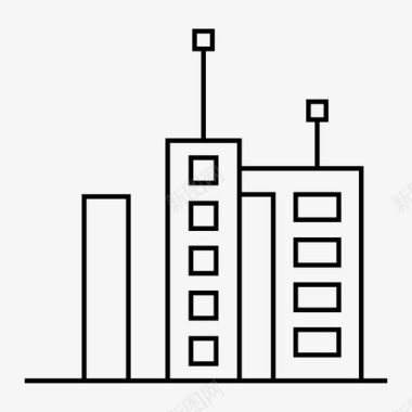 高层塔楼建筑图标图标