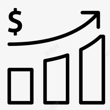 股价上涨符号收入增长柱状图图标图标