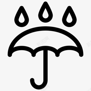 气象素材雨伞气象轮廓图标图标