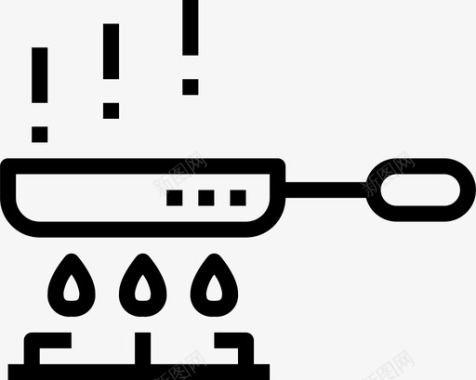 煤气火焰煎锅烹饪火图标图标