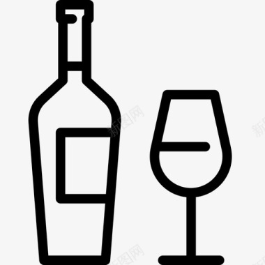 带玻璃的酒瓶白色食品饮料图标图标