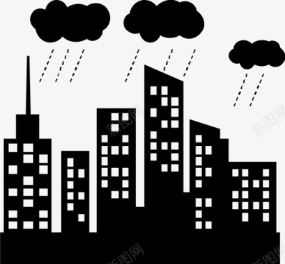 下雨城市城市天际线图标图标