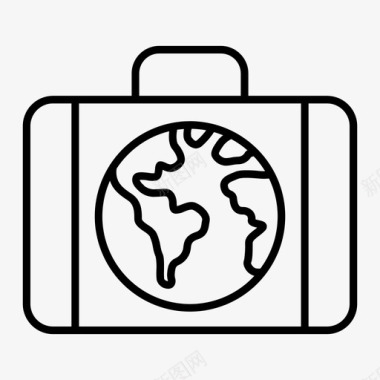 手提箱上的地球仪旅行世界图标图标