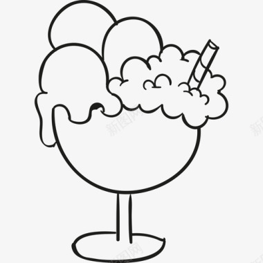 冰淇淋杯涂鸦食物小酒馆和餐厅图标图标