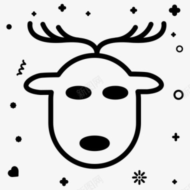驯鹿圣诞节嫁给圣诞节图标图标