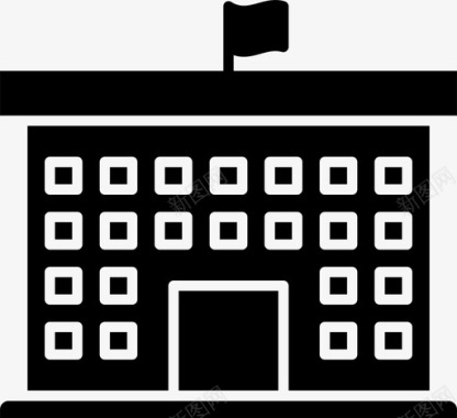 学校建筑卡通学校建筑图标图标