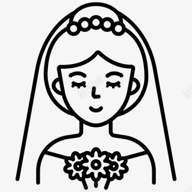 新娘新娘花束结婚图标图标