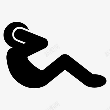 运动人物坐起来仰卧起坐健身图标图标
