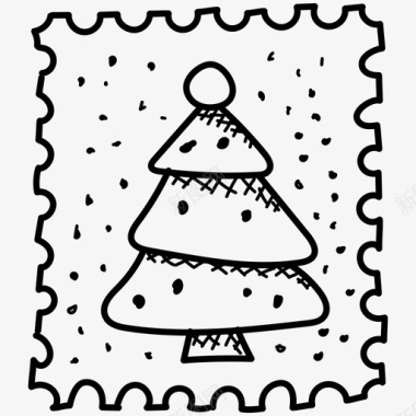 圣诞邮票90个圣诞涂鸦图标图标
