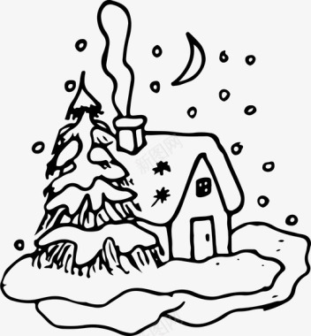 小屋圣诞节房子图标图标