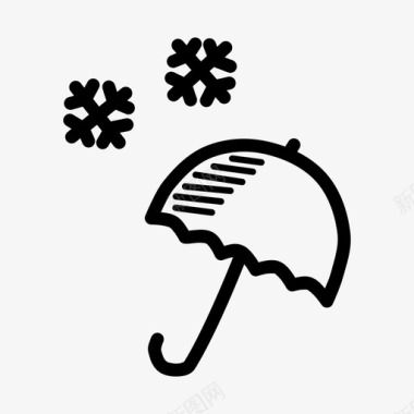 降雪伞寒冷降雪图标图标
