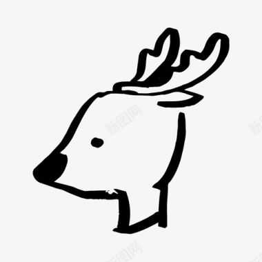 驯鹿圣诞节手绘图标图标