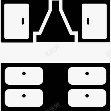 草地上的家庭厨房家庭内部厨房橱柜图标图标