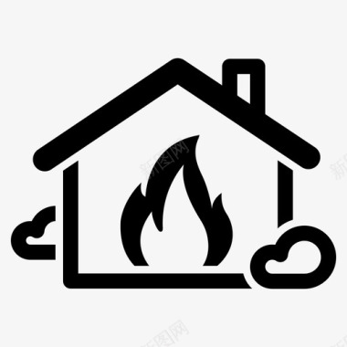 房屋火灾燃烧火焰图标图标