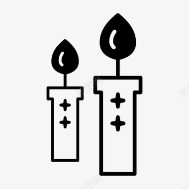 圣诞蜡烛生日蜡烛两支图标图标