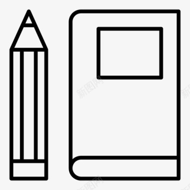 铅笔和书手册文具图标图标