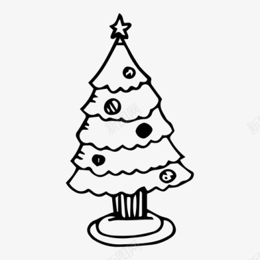 圣诞树圣诞涂鸦装饰树图标图标