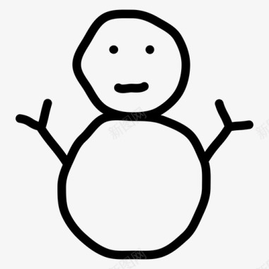 雪人手绘下雪图标图标