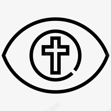 十字架标志冥想十字架眼睛图标图标