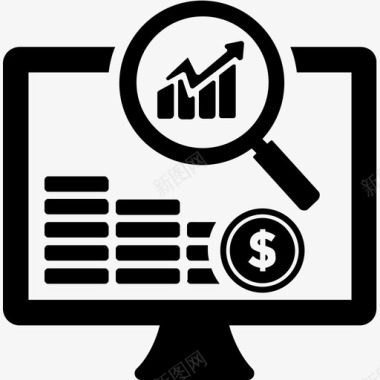 企业封面在线市场调查商业分析财务增长图标图标