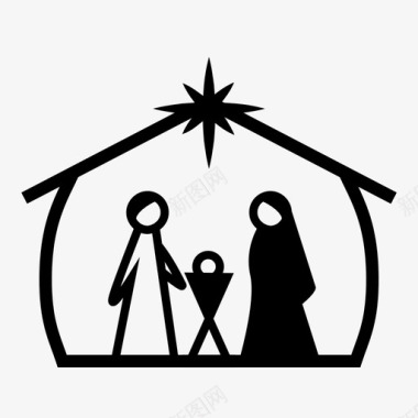 求婚场景耶稣诞生场景诞生圣诞节图标图标