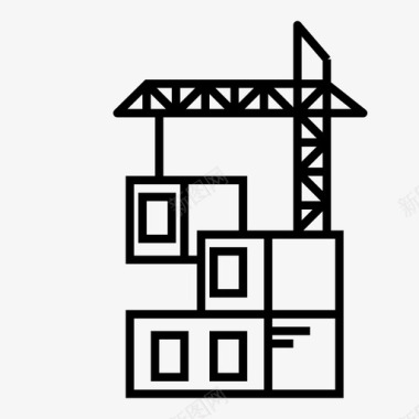 线性城市建筑起重机建筑城市图标图标