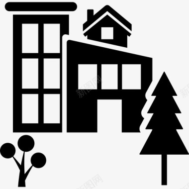 房屋建筑外观家庭住宅图标图标