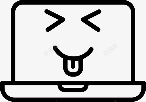 斜视带舌头的笔记本电脑表情符号笑脸图标图标