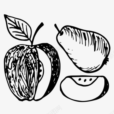 手绘苹果片水果苹果手绘图标图标