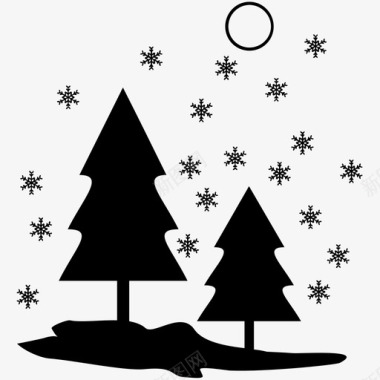 圣诞节圣诞树雪花图标图标