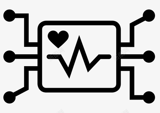 心脏人工智能与健康心脏监护仪医疗诊断图标图标