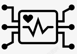 心脏监护仪人工智能与健康心脏监护仪医疗诊断图标高清图片