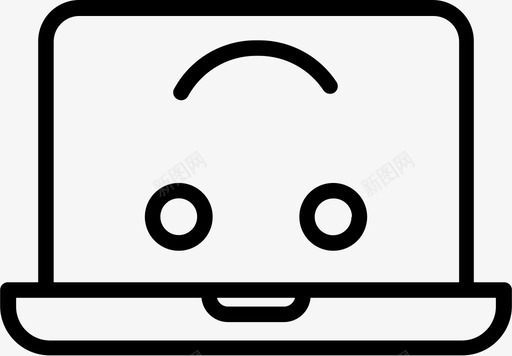 倒置笔记本电脑表情符号笑脸图标图标
