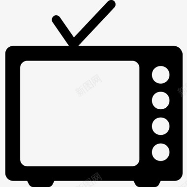 天线电视白痴盒复古电视图标图标