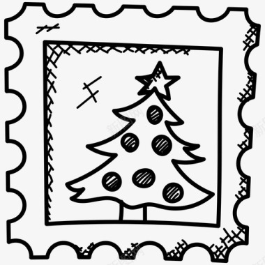 圣诞邮票圣诞礼物标签邮票图标图标