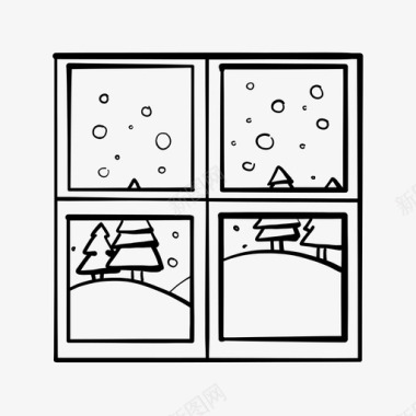 降雪窗户季节雪图标图标