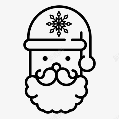 白色雪花圣诞老人胡子礼物图标图标
