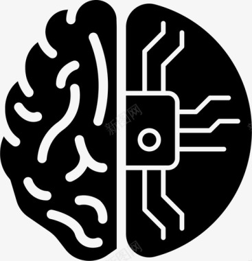 皮质部分皮质植入大脑控制论图标图标