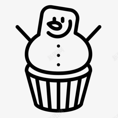 圣诞雪人纸杯蛋糕圣诞节甜点图标图标