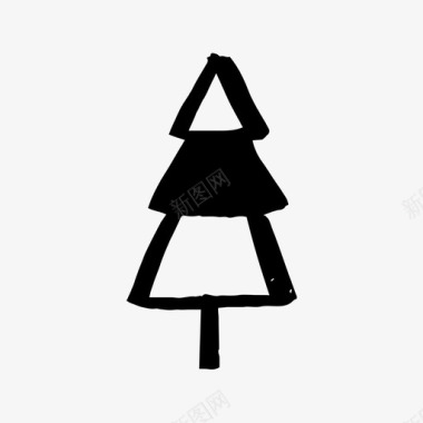 圣诞节图片素材松树庆祝手绘图标图标