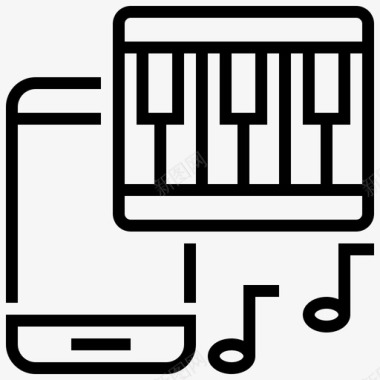 钢琴的剪影钢琴音乐智能手机图标图标