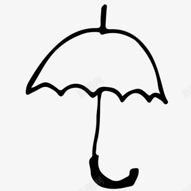 伞手绘素描图标图标
