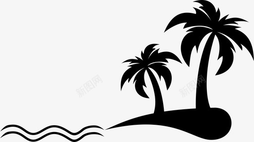 海滩遮阳伞椰树椰子树海滩图标图标