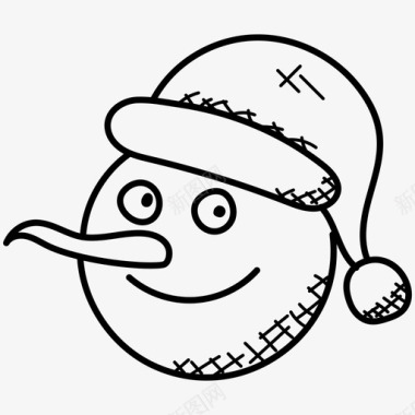 雪人脸雪人头90个圣诞涂鸦图标图标