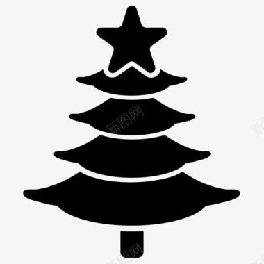 圣诞树庆祝绿色图标图标